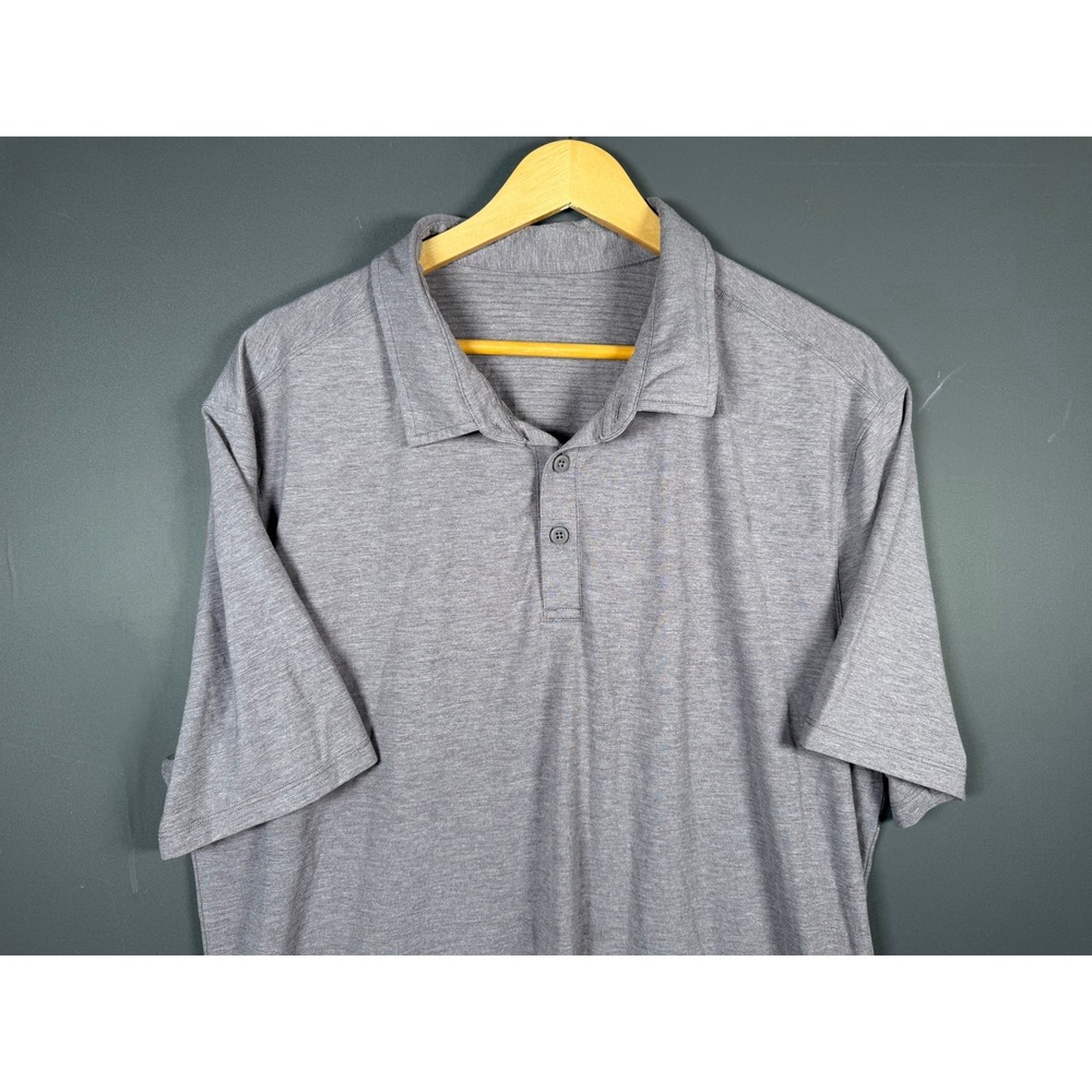 Lululemon Mens Evolution Polo Shirt Heathered Grey Size Large Short Sleeve
